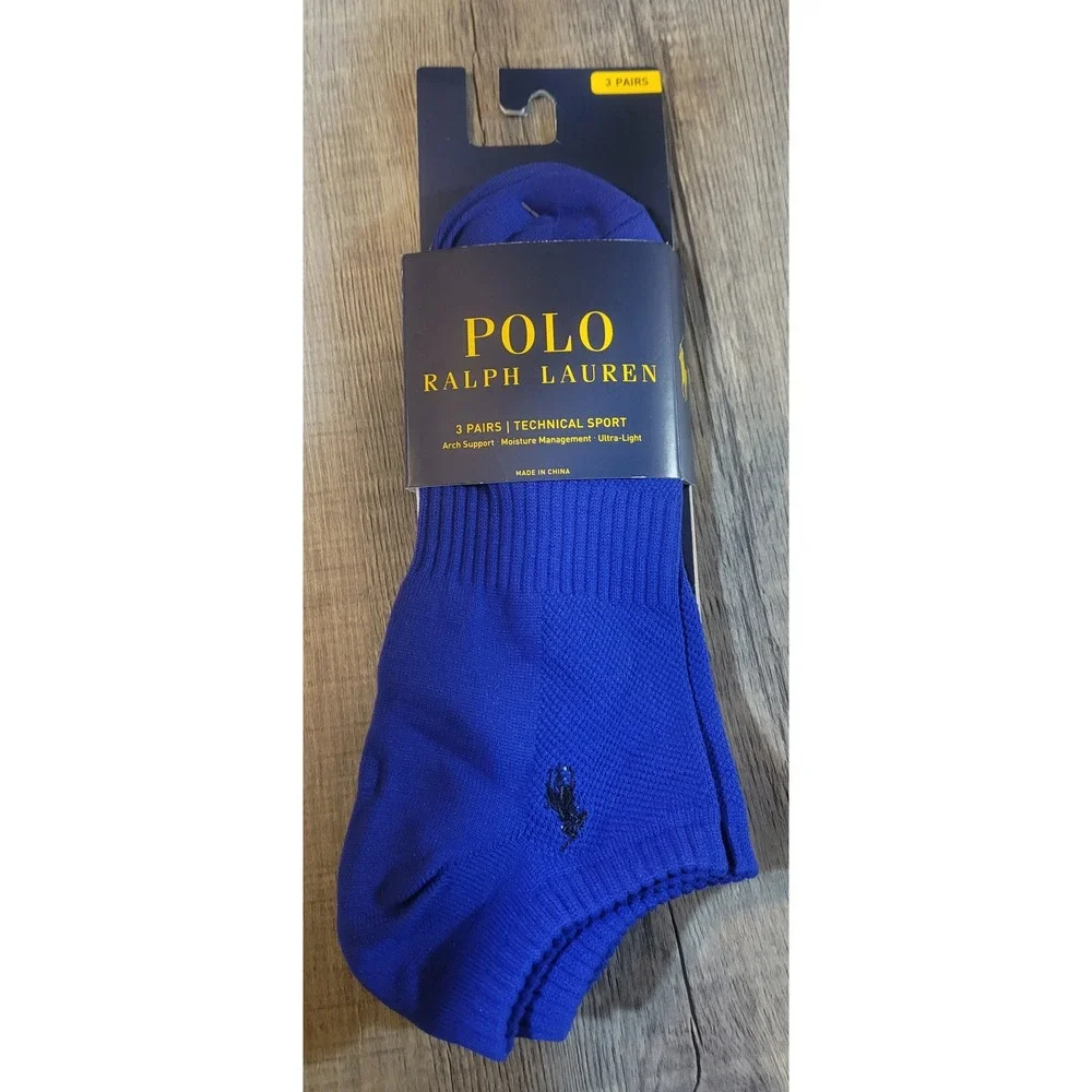 Polo Ralph Lauren Technical Sport 3 Pack Socks Royal Blue Navy White 10-13
